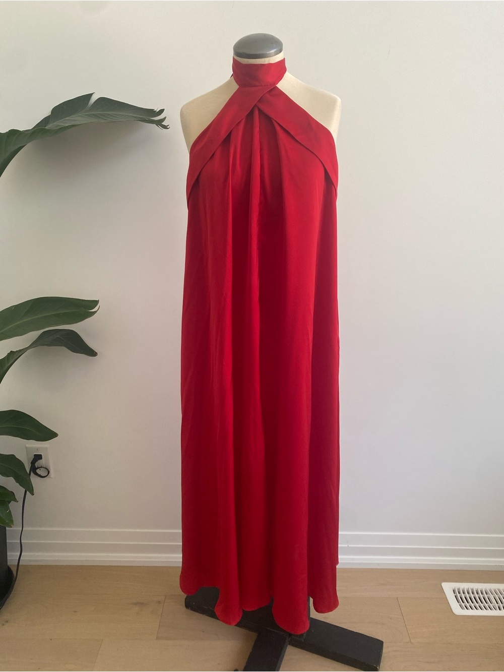 Women's Red Halter Neck Maxi Dress